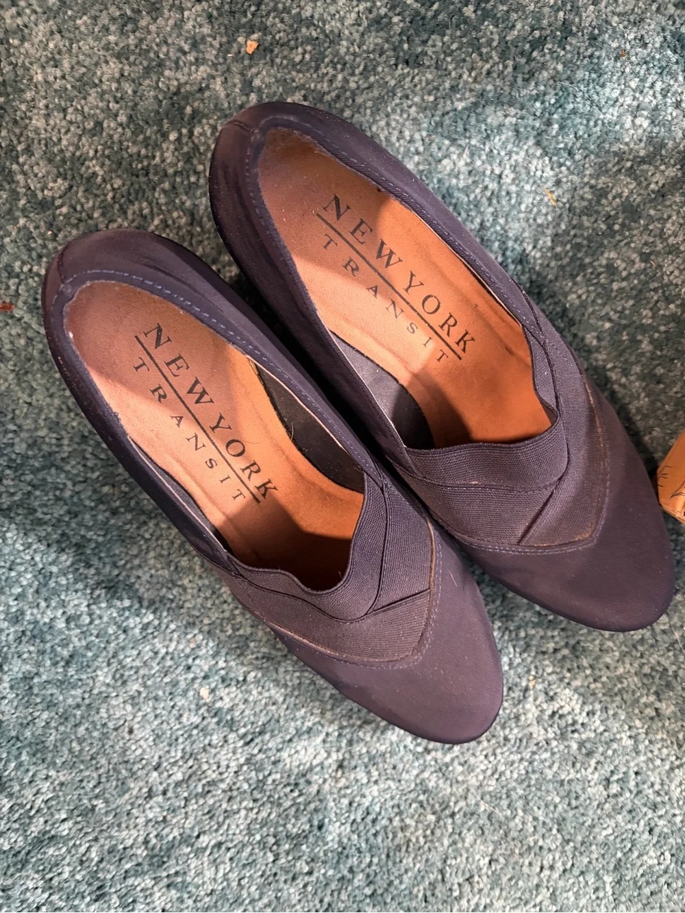 New York Transit Navy Slip-On Wedges 7 1/2